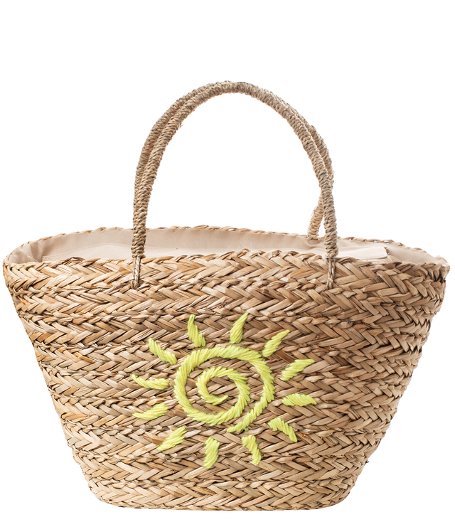 Mega large summer bag braided basket lined sunshine