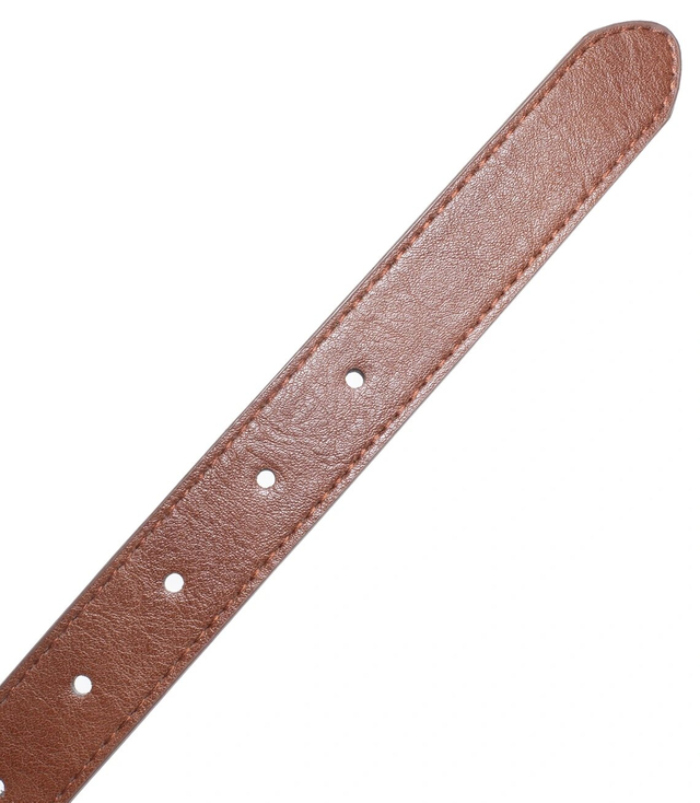 Smooth women's eco leather belt with gold buckle 2.3 cm