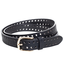 Women's eco leather belt with decorative holes 3 cm