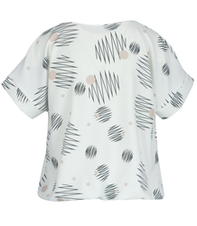 Elegancka bluzka z okrągłym dekoltem i gumką w pasie print EMI