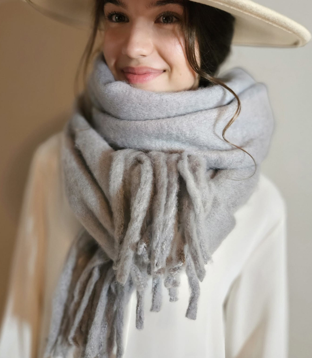 Scarf Thick scarf tassels single color warm soft 180x45 cm