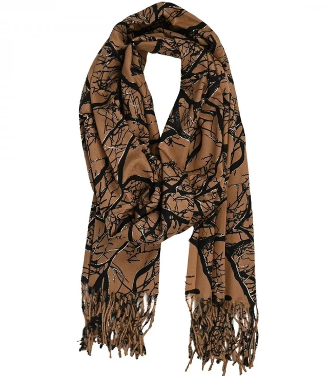 Warm stylish scarf plant pattern soft smooth 180x70 cm