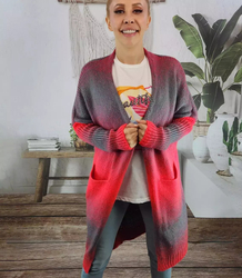 Long cardigan thick colorful ombre sweater