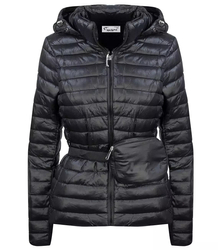 Short transitional quilted jacket with a sachet