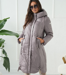 Long elegant women's winter coat insulated delicate sheen REGINA