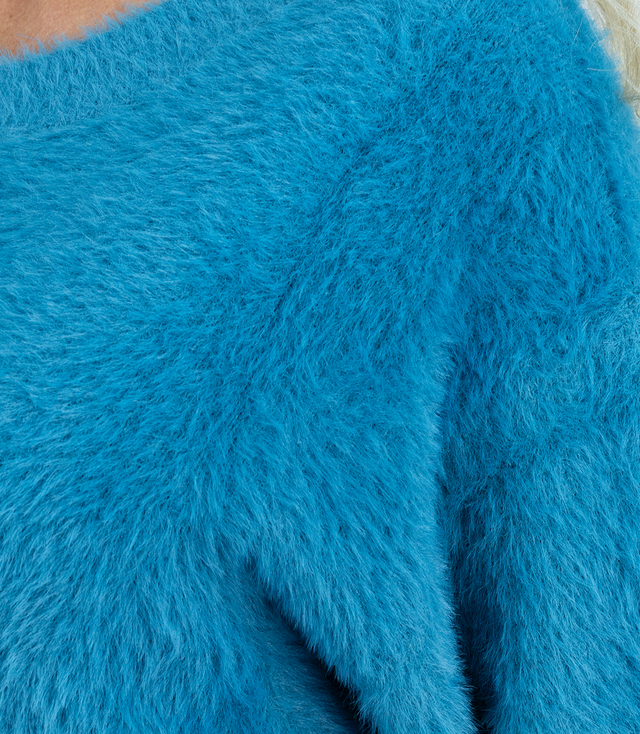Fluffy sweater knit dress round neckline FLUFFY