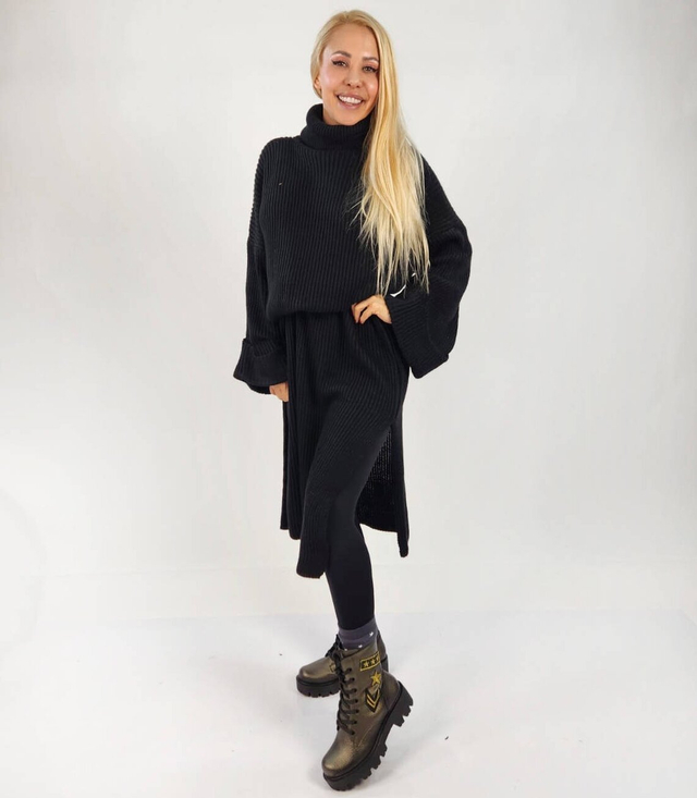 Ribbed MAXI turtleneck sweater dress