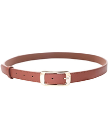 Smooth women's eco leather belt with gold buckle 2 cm