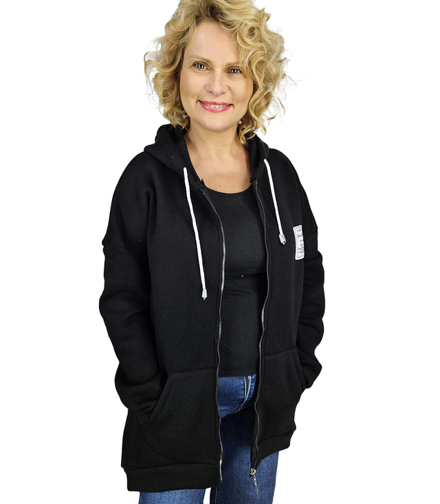 Warm women's sweatshirt one-color basic with hood FARLA