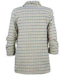 Checked blazer jacket with draped 3/4 sleeves
