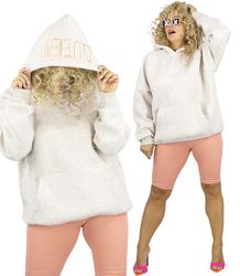  Bluza damska z kapturem oversize i haftem QUEEN