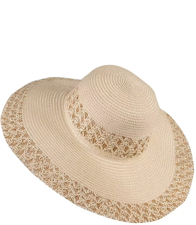 Fashionable large braided openwork hat