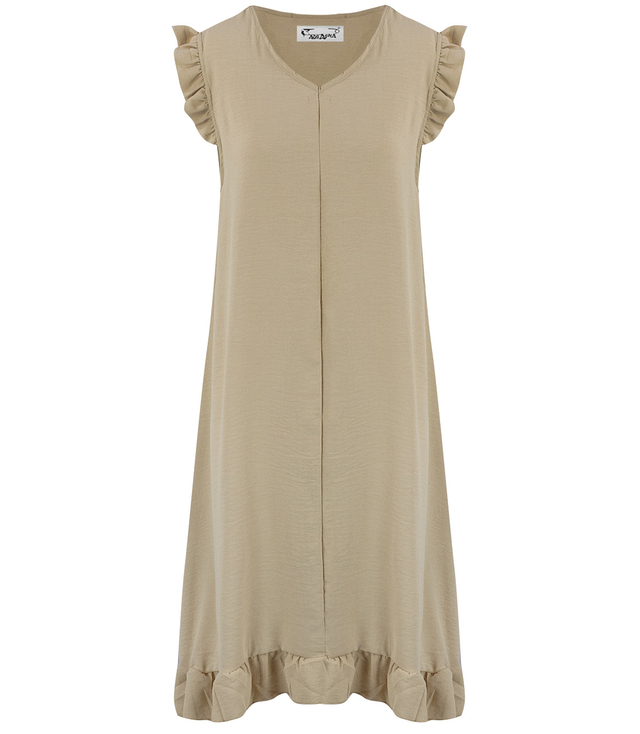 Loose, oversize summer midi dress with ruffles, HONEY