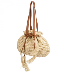 Braided boho bag with straps and tassels