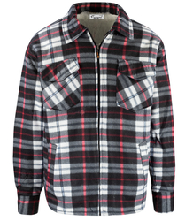 Warm fleece checked men's shirt insulated with faux fur