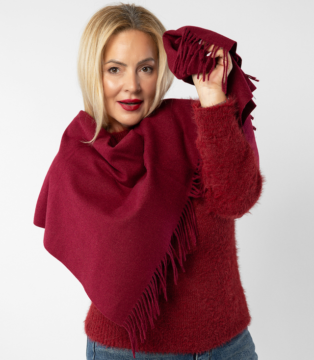Scarf Thick scarf tassels single color warm soft 200x70 cm