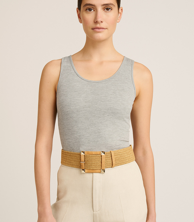 Braided women's belt with large buckle