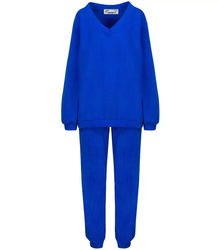 Women's corduroy tracksuit composed of a sweatshirt and trousers. Loose cut