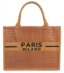 PARIS MILANO braided shopper bag for summer beach large eco bag