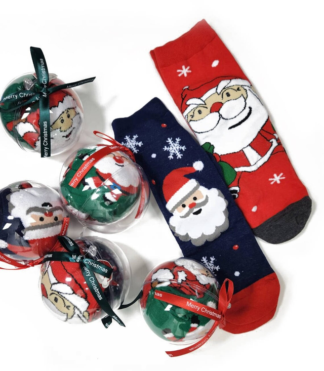 Christmas socks in baubles with Santa Claus women's Warm Gift