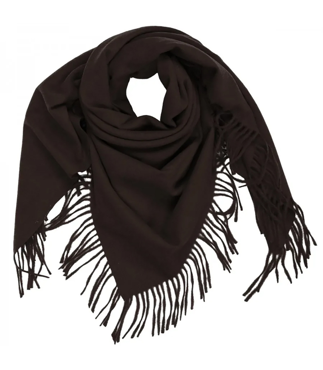 One-color shawl shlik scarf with fringe GRACE
