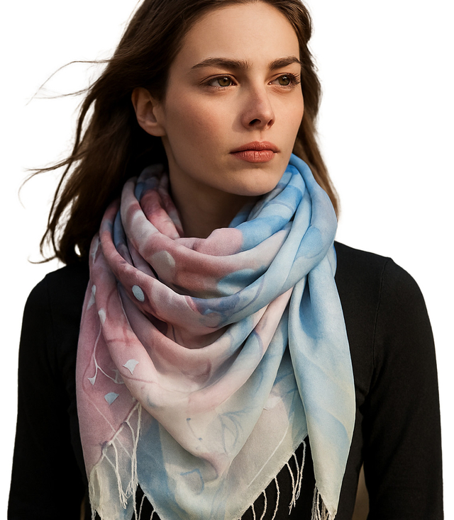Women's floral pattern scarf 180x70