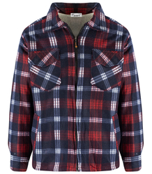 Warm fleece checked men's shirt insulated with faux fur