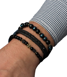 Set of men's bracelets natural stone