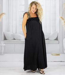 LEONA maxi dress with frill and panther straps