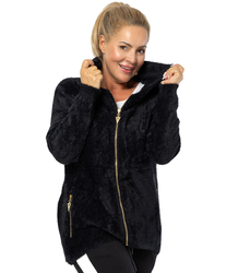 Warm cardigan sweater made of fluffy knit fabric GRAZYNA