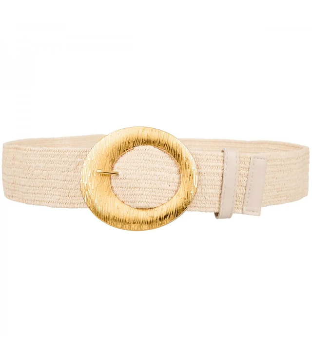 Braided women's belt with large buckle