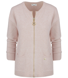 MARABELA classic short sweater cardigan with gold zipper closure