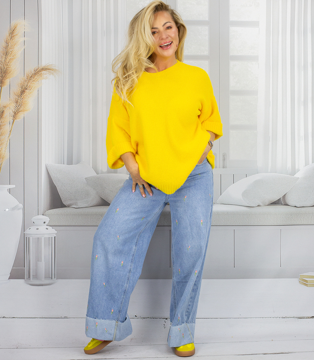 Asymetryczny pastelowy sweter oversize luźny miękki
