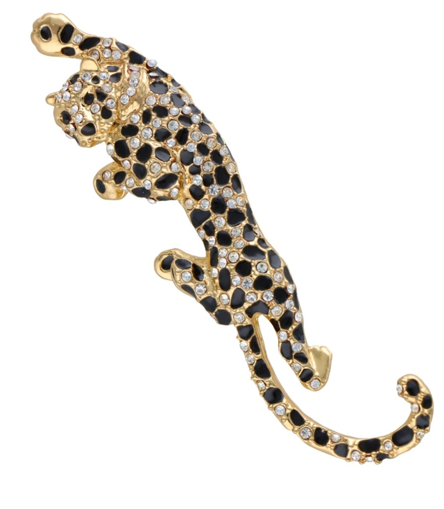 Przepiękna ozdobna śliczna broszka złoty jaguar
