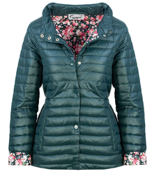 Short transitional quilted jacket with flowers