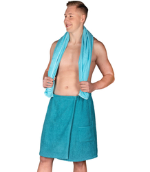 Men's sauna terry cloth kilt with pocket on elastic band