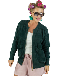 Krótki kardigan sweter rozpinany z puszystej dzianiny "COCO CHIC"