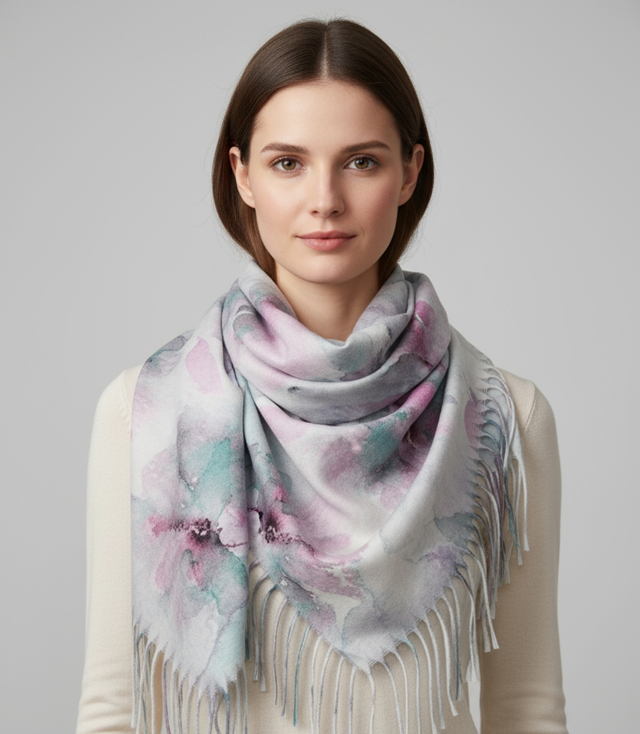 Delicate elegant women's shawl shawl with tassels