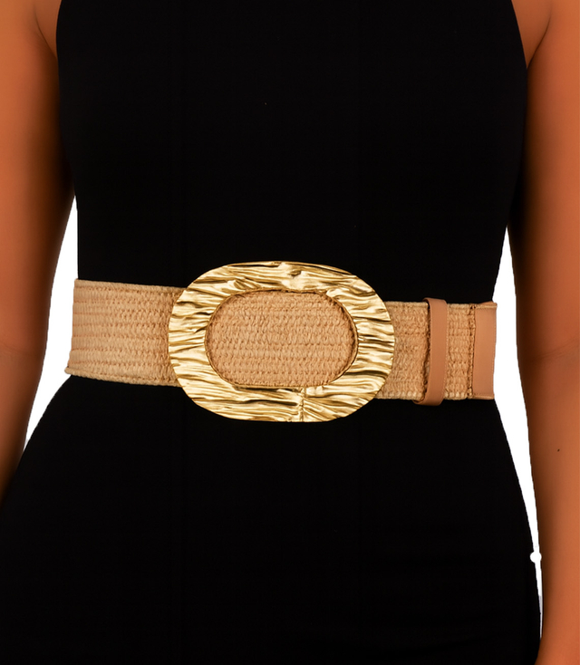 Braided women's belt with large buckle