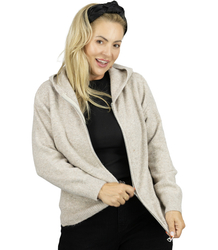 Short unzipped hooded cardigan sweater with zipper NORA