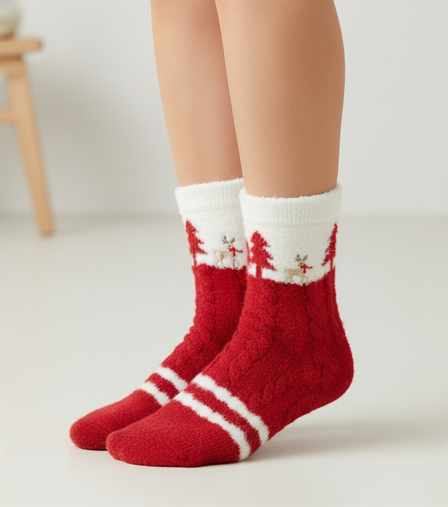 Women's Christmas alpaca socks - long, warm