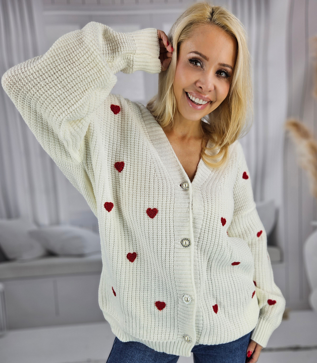 Warm and cozy women's sweater with hearts for autumn SUMMER