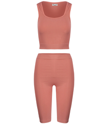 Sporty, ribbed set of short leggings + top with wide straps MISSY