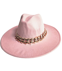 Elegant women's hat with a stylish chain