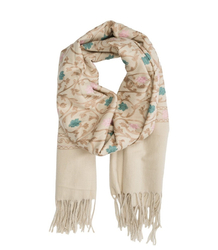 Women's patterned shawl with tassels 