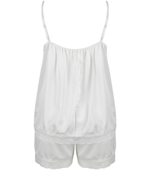 Satin pajama set with lace shorts top petticoat