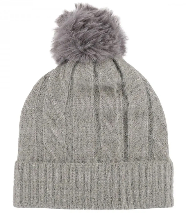 Warm women's cap with pompom and shiny thread autumn winter hat 