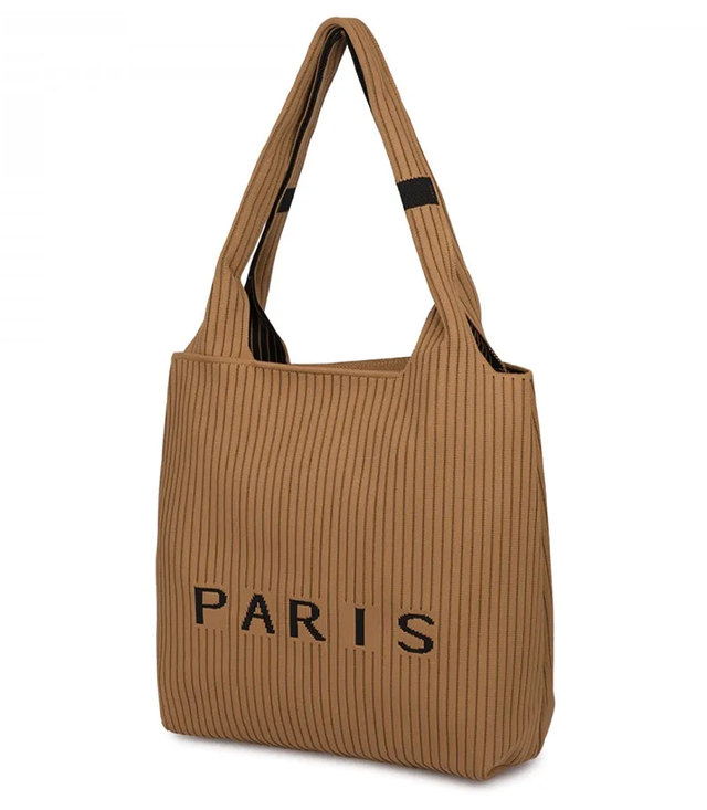 PARIS shopper bag elegant striped shoulder bag with zipper