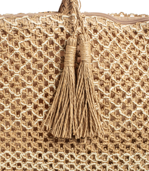 Large basket, summer bag, soft woven handbag with tassel