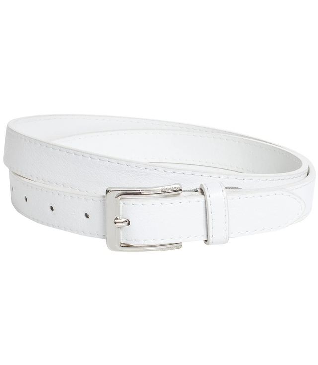 Smooth women's eco leather belt with silver buckle 2.3 cm